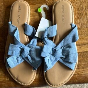 West loop denim blue bow sandal size M/7/8